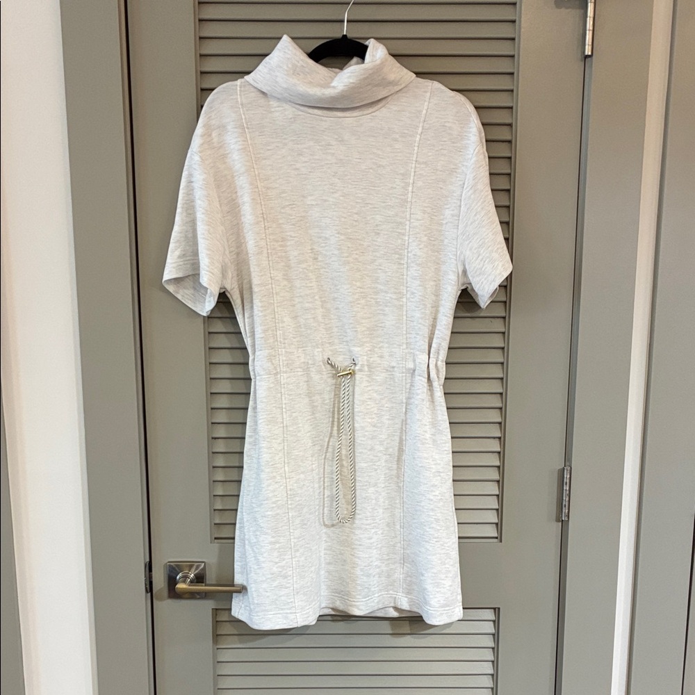 Varley Sophie Dress Marled Ivory Sz S Comfy Soft Mini Cinched Waist - Picture 4 of 10